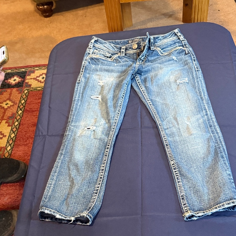 Silver Jeans Women's Distressed Blue Jeans